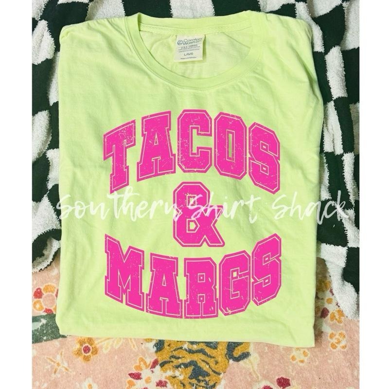 Varsity Tacos Margs Comfort Wash Cinco De Mayo - Adult & Kids T-Shirts, Sweatshirts & Hoodies apparel design preview 1