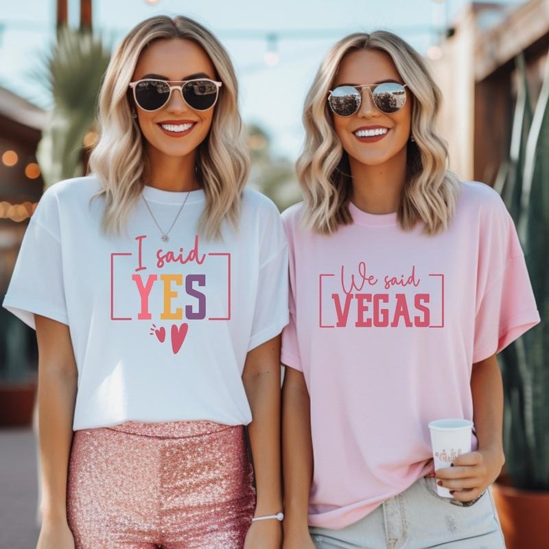 Vegas Bachelorette I Said Yes We Engagement Matching - Adult & Kids T-Shirts, Sweatshirts & Hoodies apparel design preview 1