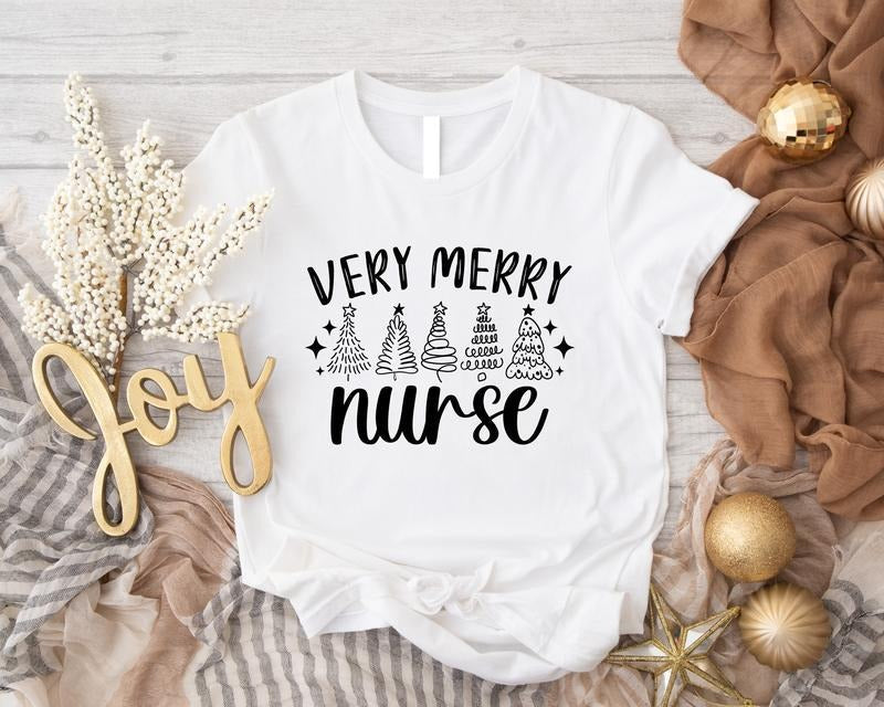 Very Merry Nurse Tree Matching Nursing School Team - Adult & Kids T-Shirts, Sweatshirts & Hoodies apparel design preview 1