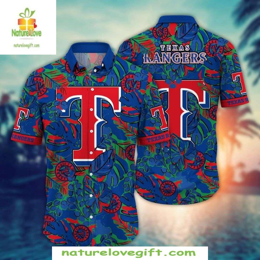 Texas Rangers Hawaiian Vibrant Tropical Hibiscus - Adult & Kids T-Shirts, Sweatshirts & Hoodies apparel design preview 1