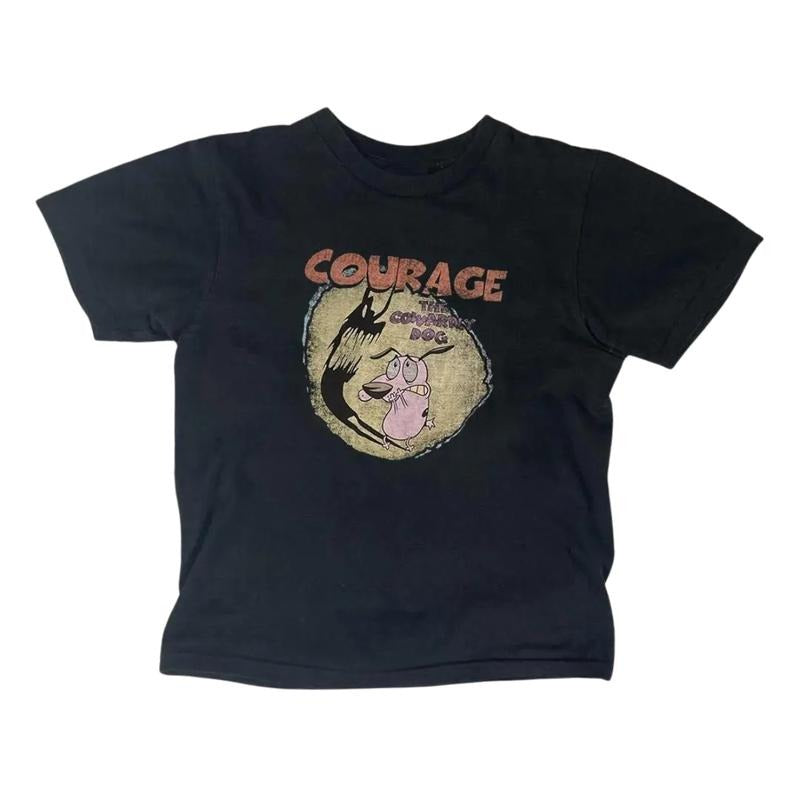 Vinatage Courage Dog Baby Gothic Emo Girl Tops Cute - Adult & Kids T-Shirts, Sweatshirts & Hoodies apparel design preview 1
