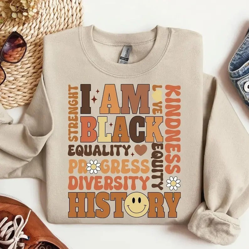 Vinatge I Am Black History Flower Month African - Adult & Kids T-Shirts, Sweatshirts & Hoodies apparel design preview 1