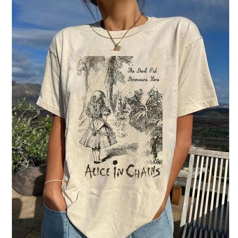 Vintage 1990 Alice Chains Retro Her Music Tour 2 - Adult & Kids T-Shirts, Sweatshirts & Hoodies apparel design preview 1