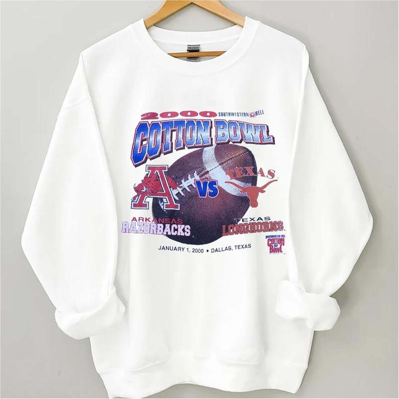 Vintage 2000 VTG Arkansas VS Texas Cotton Bowl - Adult & Kids T-Shirts, Sweatshirts & Hoodies apparel design preview 1