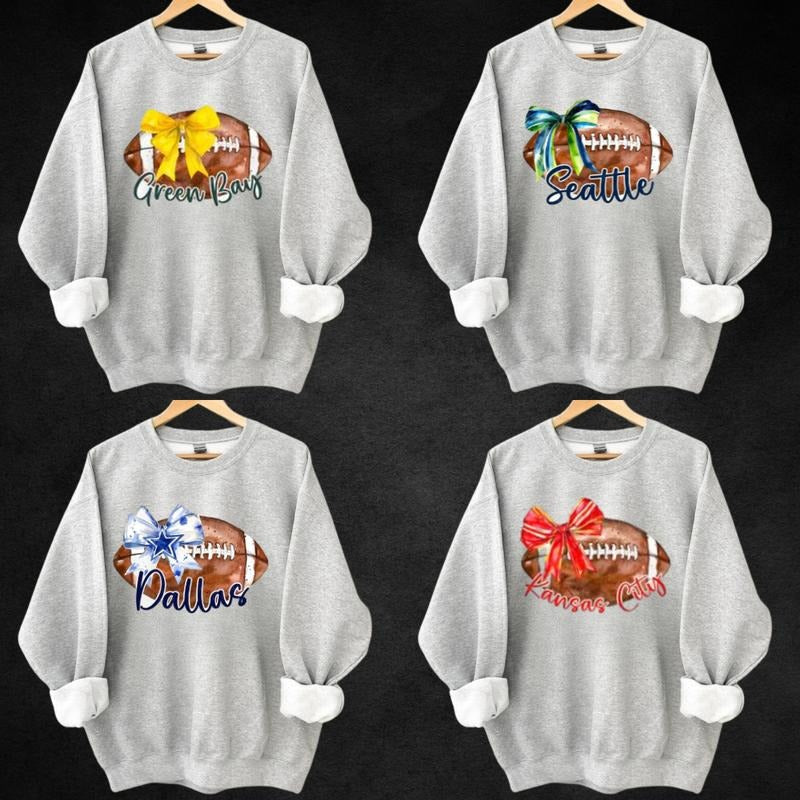 Vintage 90s All Teams Football Team Coquette Grey - Adult & Kids T-Shirts, Sweatshirts & Hoodies apparel design preview 1