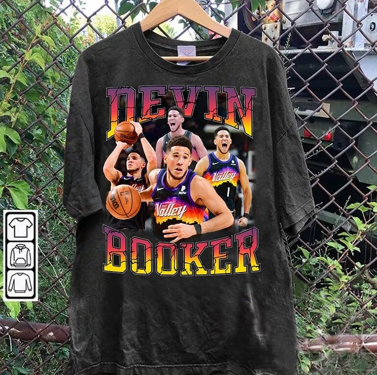 Vintage 90s Devin Booker Retro Basketball Man Woman - Adult & Kids T-Shirts, Sweatshirts & Hoodies apparel design preview 1