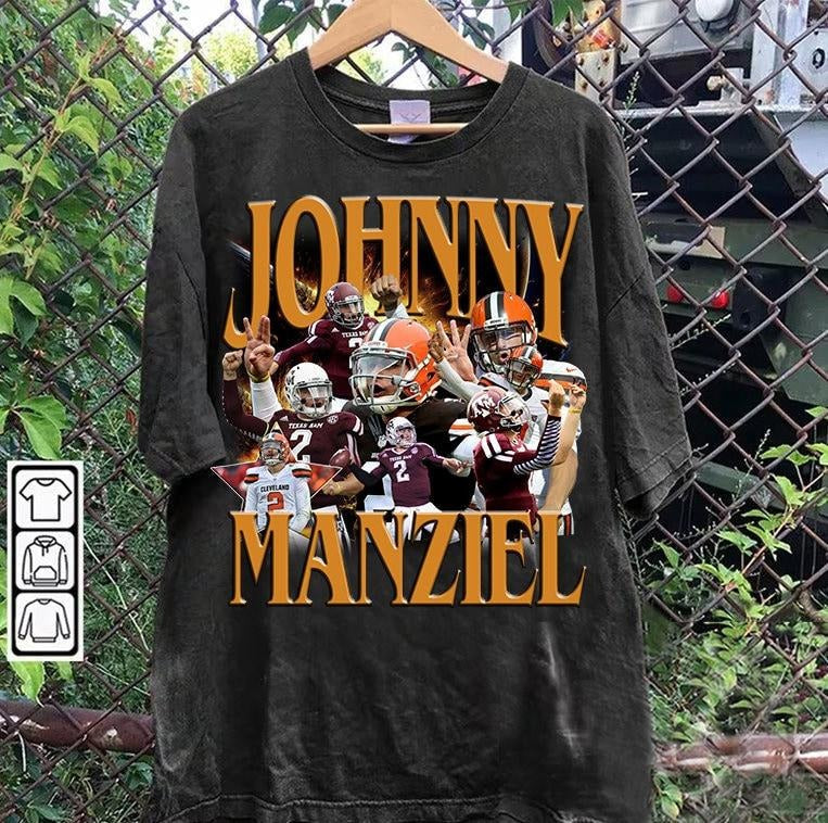 Vintage 90s Johnny Manziel Football American Man - Adult & Kids T-Shirts, Sweatshirts & Hoodies apparel design preview 1