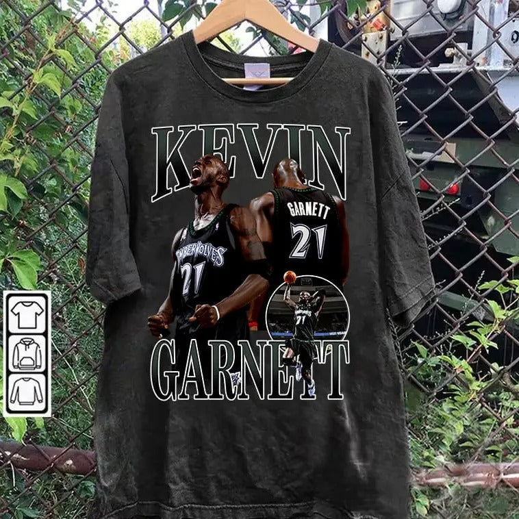 Vintage 90s Kevin Garnett Basketball Man Woman - Adult & Kids T-Shirts, Sweatshirts & Hoodies apparel design preview 1