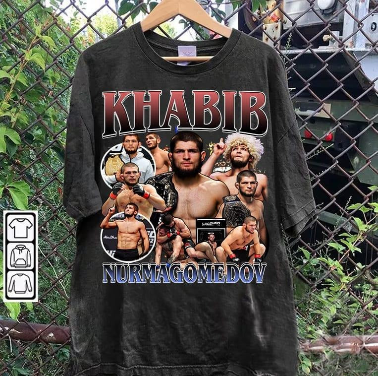 Vintage 90s Khabib Nurmagomedov Retro Mixed Martial - Adult & Kids T-Shirts, Sweatshirts & Hoodies apparel design preview 1
