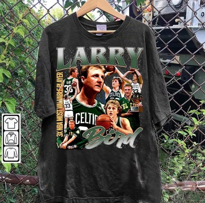 Vintage 90s Larry Bird Retro American Basketball Man - Adult & Kids T-Shirts, Sweatshirts & Hoodies apparel design preview 1
