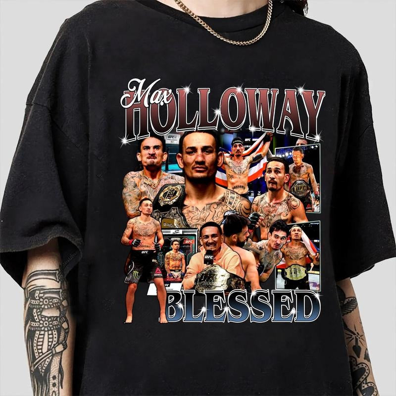 Vintage 90s Max Holloway Retro Mixed Martial Artist - Adult & Kids T-Shirts, Sweatshirts & Hoodies apparel design preview 1