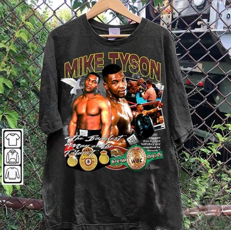 Vintage 90s Mike Tyson American Professional Boxer - Adult & Kids T-Shirts, Sweatshirts & Hoodies apparel design preview 1