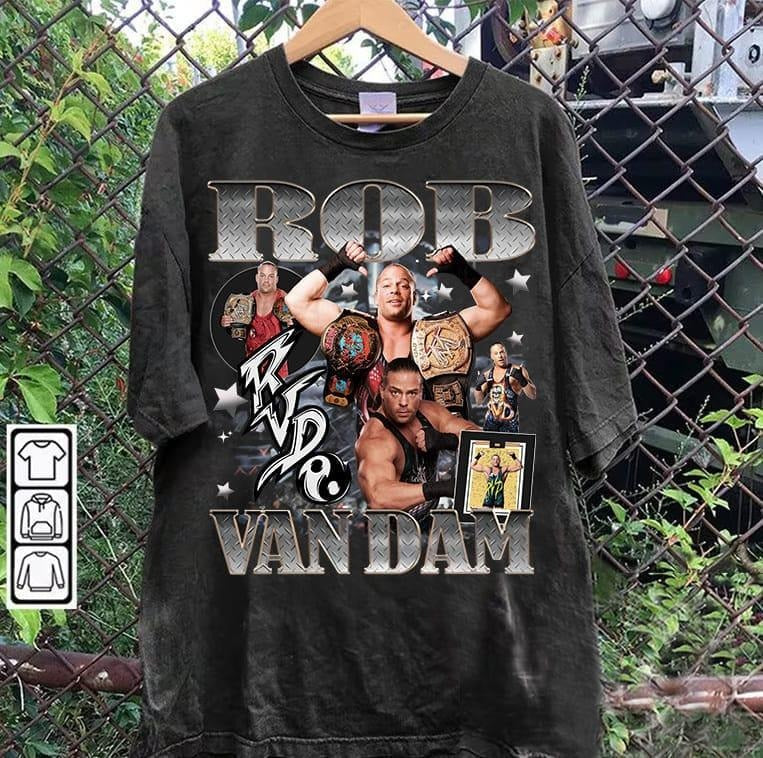 Vintage 90s Rob Van Dam American Professional - Adult & Kids T-Shirts, Sweatshirts & Hoodies apparel design preview 1