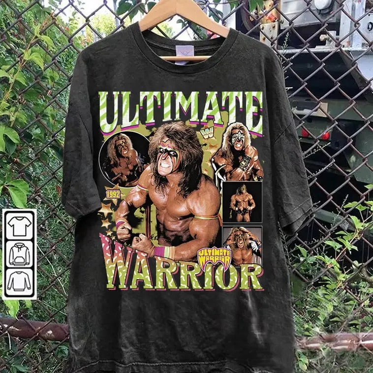 Vintage 90s Warrior American Professional Wrestler - Adult & Kids T-Shirts, Sweatshirts & Hoodies apparel design preview 1