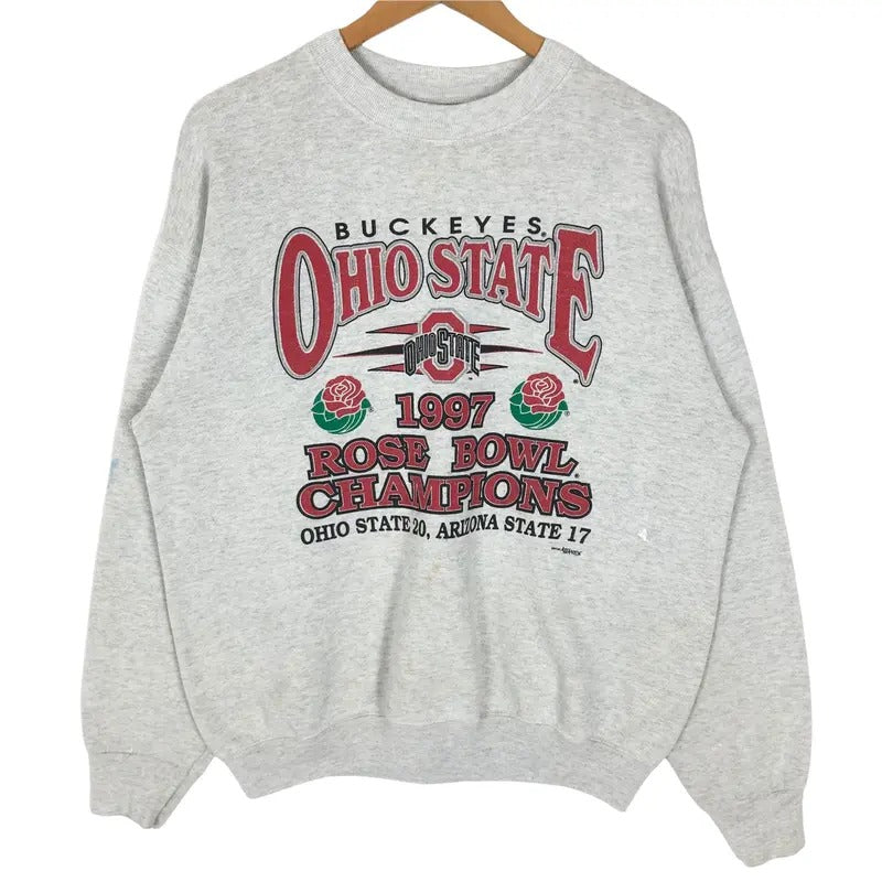 Vintage 90s Ohio State University Buckeyes 1997 Rose - Adult & Kids T-Shirts, Sweatshirts & Hoodies apparel design preview 1