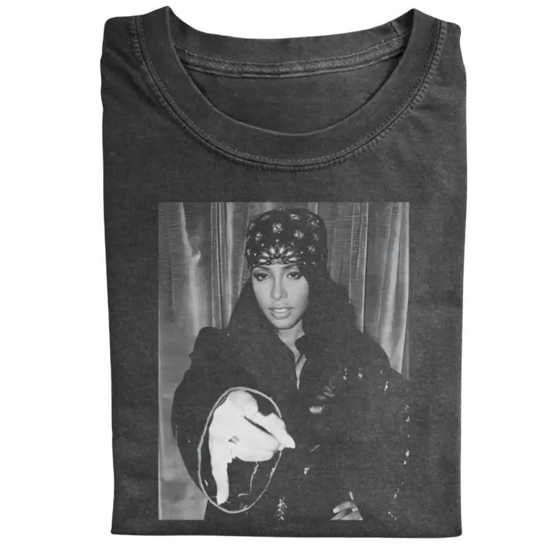 Vintage Aaliyah 90s Minimal Bootleg Music RnB Singer - Adult & Kids T-Shirts, Sweatshirts & Hoodies apparel design preview 1
