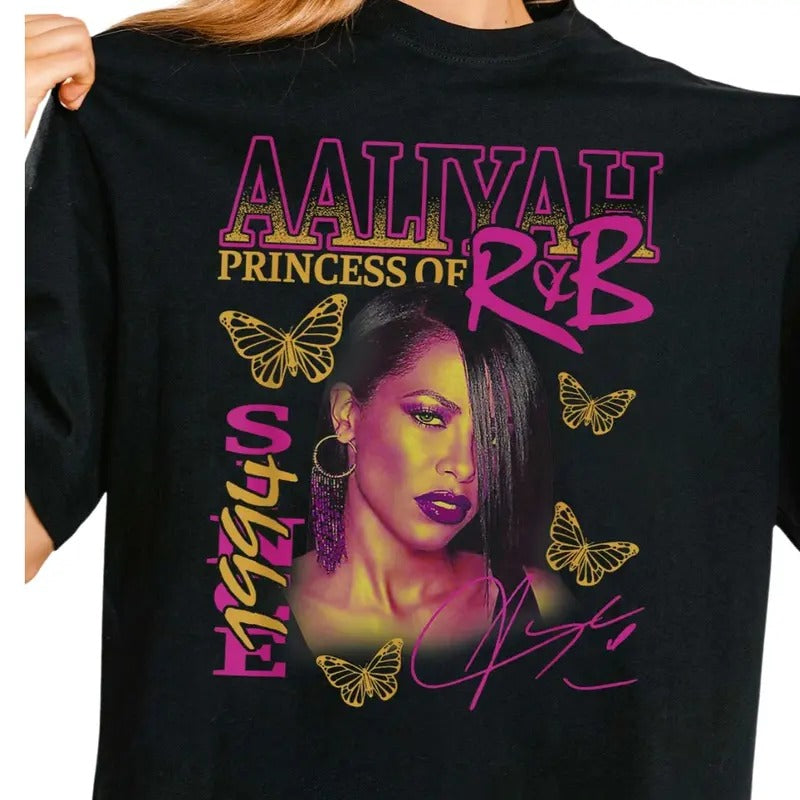 Vintage Aaliyah Rap Hip Hop Selena - Adult & Kids T-Shirts, Sweatshirts & Hoodies apparel design preview 1