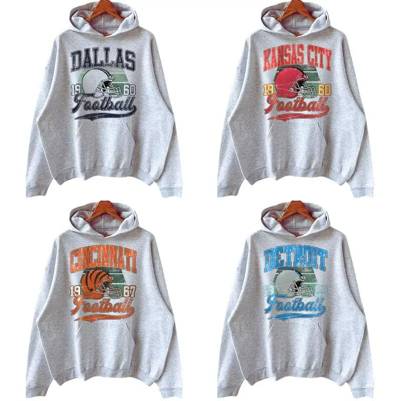 Vintage All Team Football Ash Grey Hometown Thowback - Adult & Kids T-Shirts, Sweatshirts & Hoodies apparel design preview 1