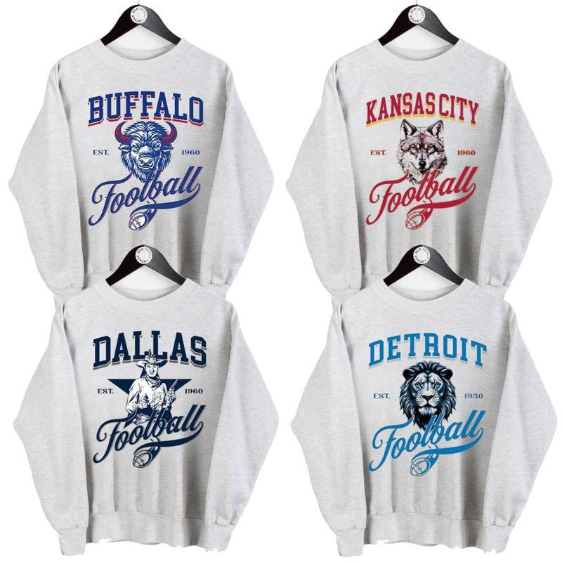 Vintage All Team Football Ash Grey Retro Mascot Fan - Adult & Kids T-Shirts, Sweatshirts & Hoodies apparel design preview 1