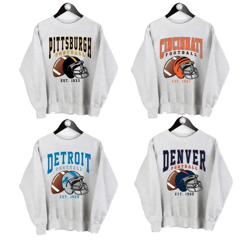 Vintage All Teams Football Ash Grey Hometown Thowback - Adult & Kids T-Shirts, Sweatshirts & Hoodies apparel design preview 1