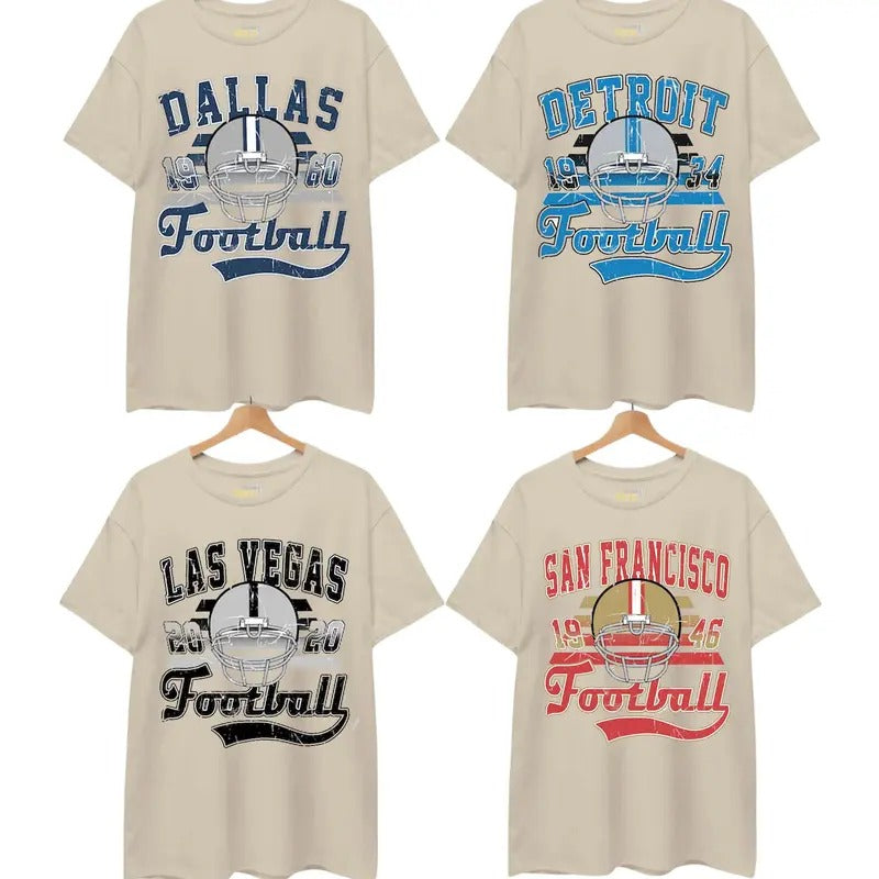 Vintage All Teams Football Sand Gildan 5000 Sport - Adult & Kids T-Shirts, Sweatshirts & Hoodies apparel design preview 1