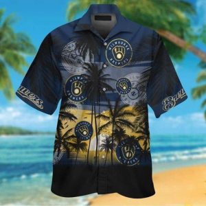 Vintage Aloha Milwaukee Brewers Tropical Trendy - Adult & Kids T-Shirts, Sweatshirts & Hoodies apparel design preview 1
