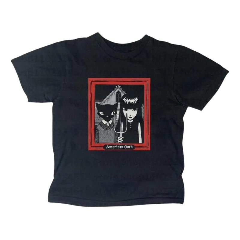Vintage American Goth Baby Cat Girl Retro Y2k Top - Adult & Kids T-Shirts, Sweatshirts & Hoodies apparel design preview 1