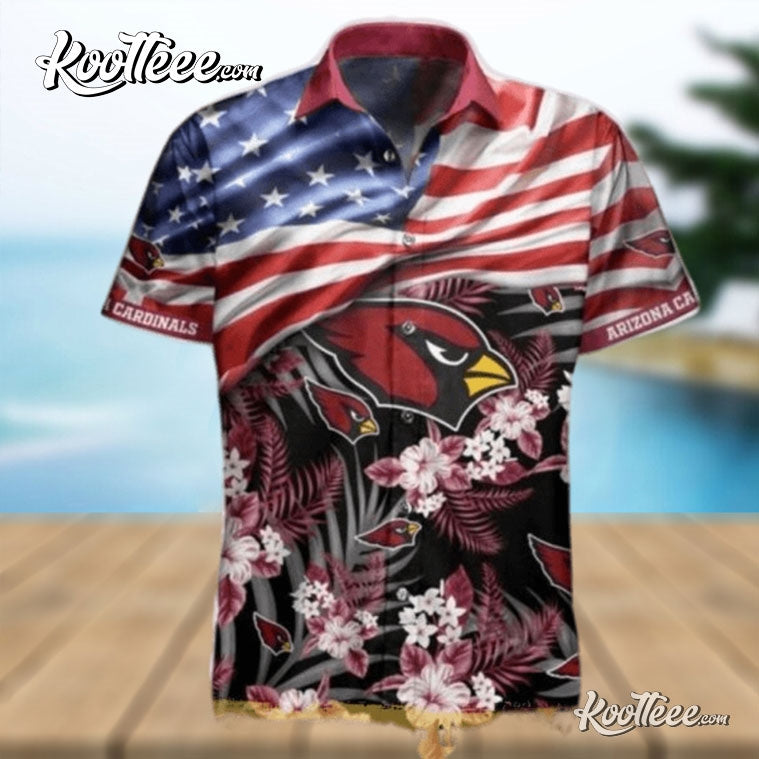 Vintage Arizona Cardinals Flag And Flowers Hawaiian - Adult & Kids T-Shirts, Sweatshirts & Hoodies apparel design preview 1