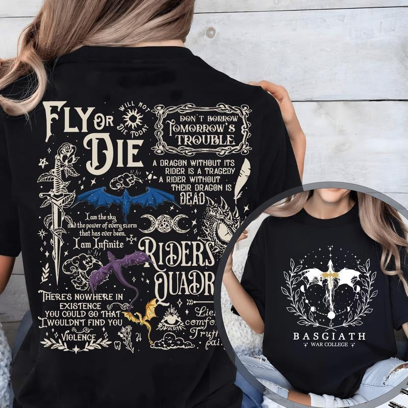 Vintage Basgiath War College 2 Sided Fourth Wing - Adult & Kids T-Shirts, Sweatshirts & Hoodies apparel design preview 1