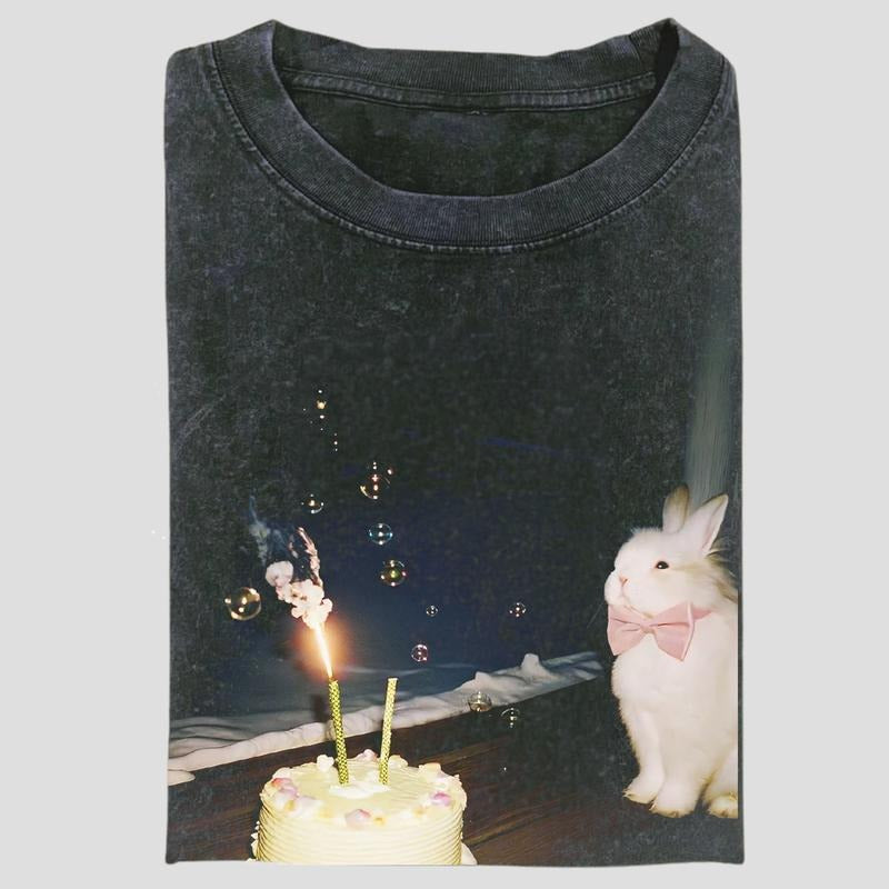Vintage Bunny Cute Rabbit Celebration Whimsical Party - Adult & Kids T-Shirts, Sweatshirts & Hoodies apparel design preview 1
