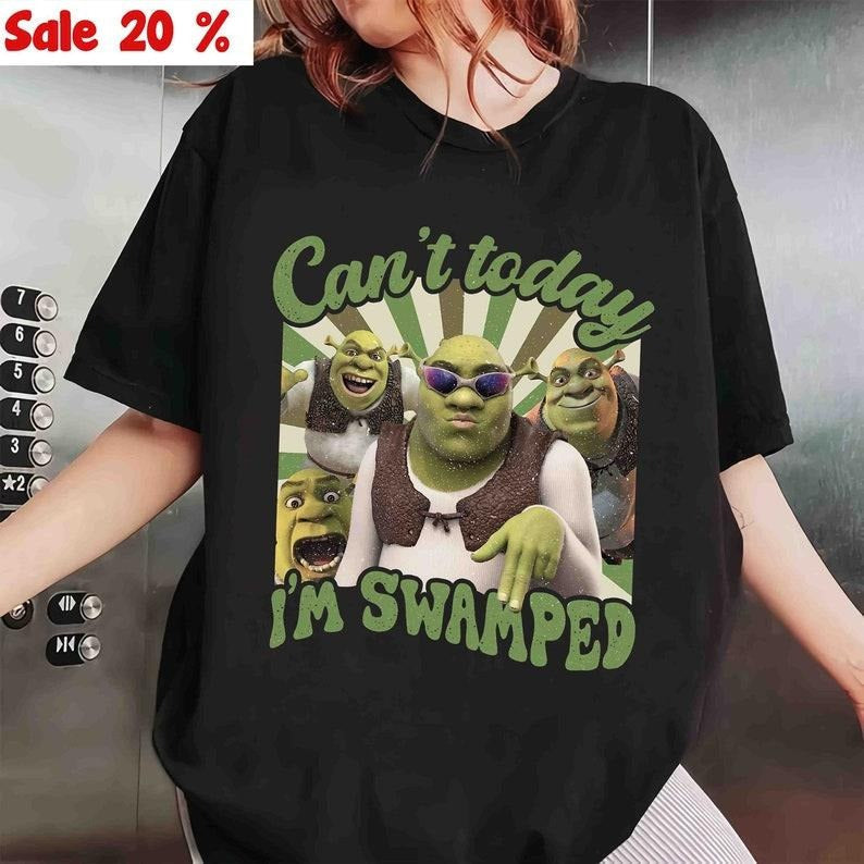 Vintage Can'T Today I'M Swamped Shrek Funny Trending - Adult & Kids T-Shirts, Sweatshirts & Hoodies apparel design preview 1