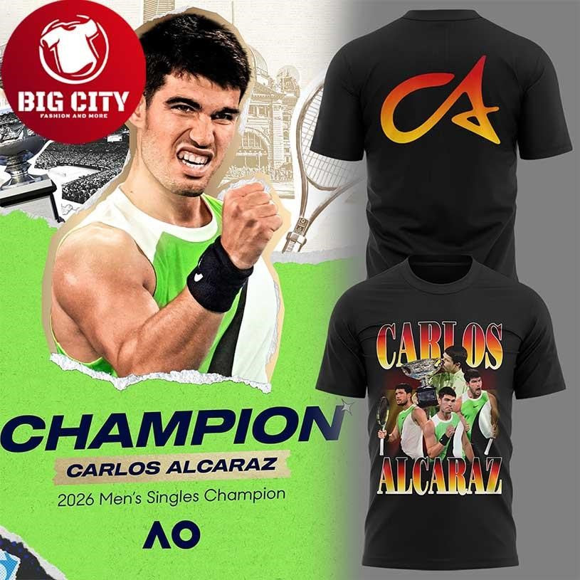 Vintage Carlos Alcaraz 2026 Australina Open Champions - Adult & Kids T-Shirts, Sweatshirts & Hoodies apparel design preview 1