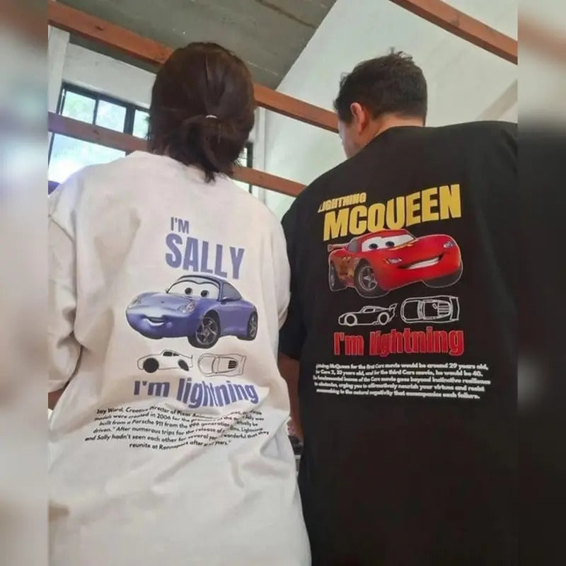 Vintage Cars Matching Lightning Mquen Sally Couple - Adult & Kids T-Shirts, Sweatshirts & Hoodies apparel design preview 1