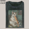 Vintage Cat Eat Funny Hot Dogs Meme Menswear Top - Adult & Kids T-Shirts, Sweatshirts & Hoodies apparel design preview 1
