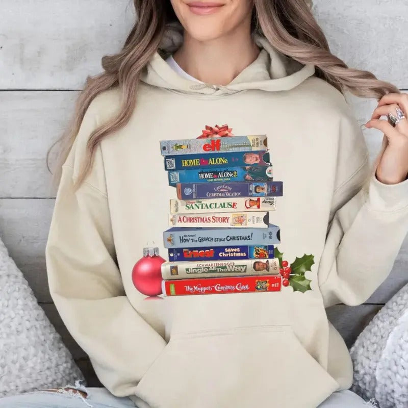 Vintage Movies Vhs Retro Xmas Tapes Her Family - Adult & Kids T-Shirts, Sweatshirts & Hoodies apparel design preview 1