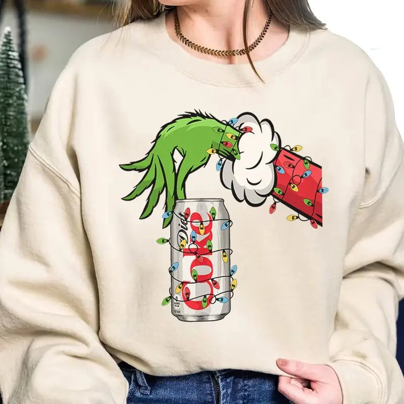 Vintage Grnnch Hand Holding Diet Coke Funny Drinking - Adult & Kids T-Shirts, Sweatshirts & Hoodies apparel design preview 1
