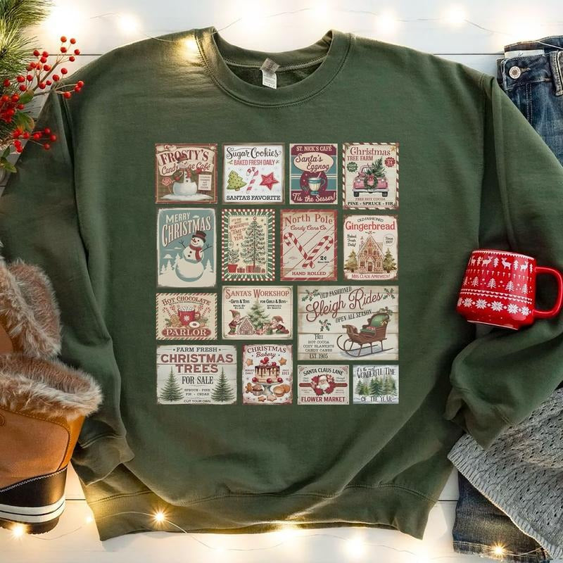 Vintage Retro Stamps Santa Claus Merry Stamp - Adult & Kids T-Shirts, Sweatshirts & Hoodies apparel design preview 1