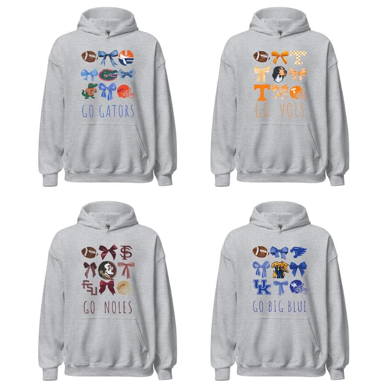Vintage College Football Bow Ash Retro Coquette NCAA - Adult & Kids T-Shirts, Sweatshirts & Hoodies apparel design preview 1
