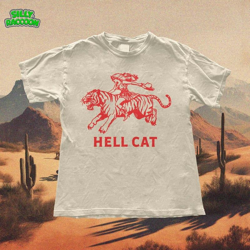 Vintage Cowgirl Hell Cat Retro Western - Adult & Kids T-Shirts, Sweatshirts & Hoodies apparel design preview 1