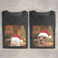 Vintage Cute Cat Meme Santa Claus Merry Couple - Adult & Kids T-Shirts, Sweatshirts & Hoodies apparel design preview 1