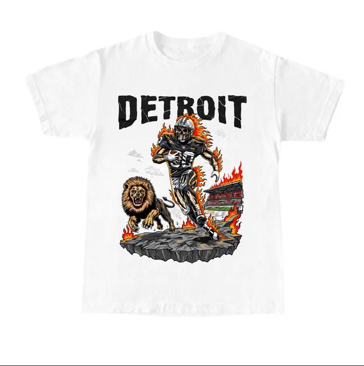 Vintage Detroit Football Cotton Skeleton - Adult & Kids T-Shirts, Sweatshirts & Hoodies apparel design preview 1