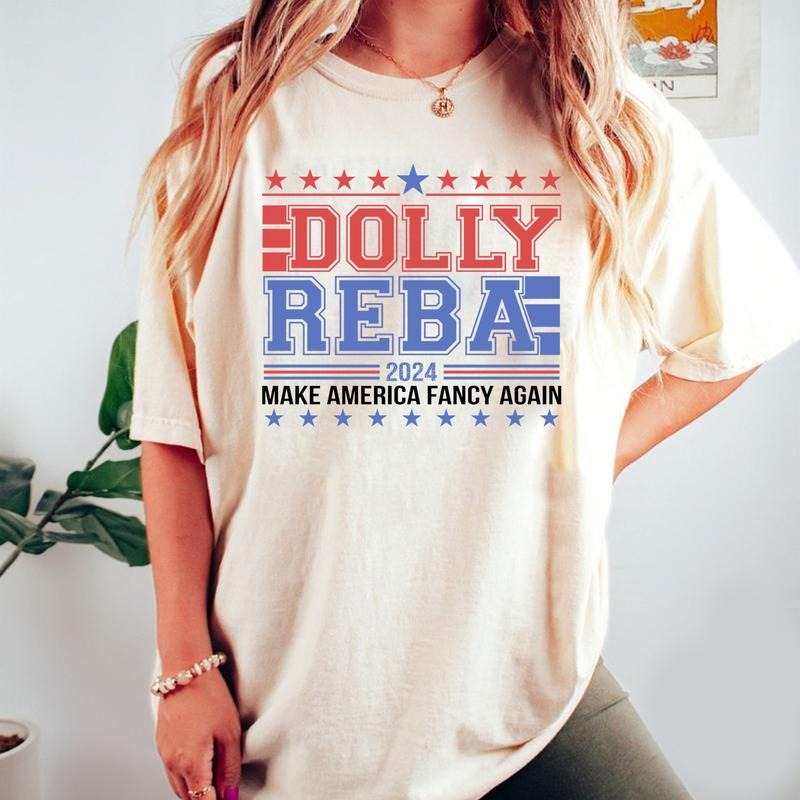 Vintage Dolly Reba 2024 Make America Fancy Again - Adult & Kids T-Shirts, Sweatshirts & Hoodies apparel design preview 1