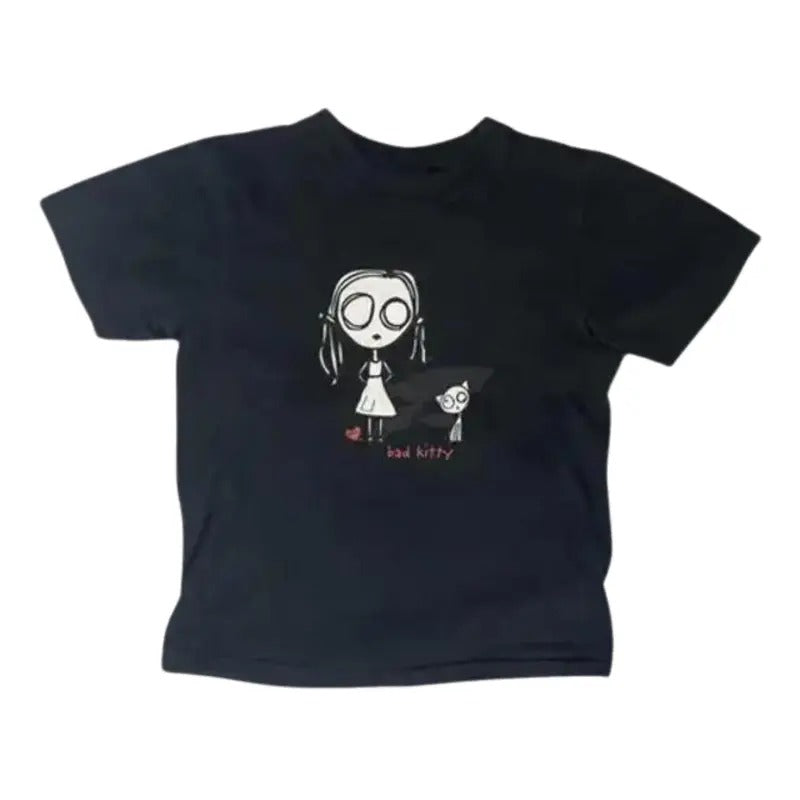 Vintage Eve L Bad Kitty Baby Goth Punk College Humour - Adult & Kids T-Shirts, Sweatshirts & Hoodies apparel design preview 1