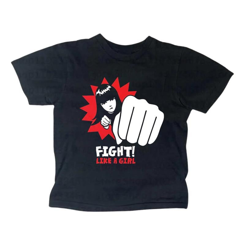 Vintage Fight Like Girl Baby Gothic Emo Top Y2k - Adult & Kids T-Shirts, Sweatshirts & Hoodies apparel design preview 1