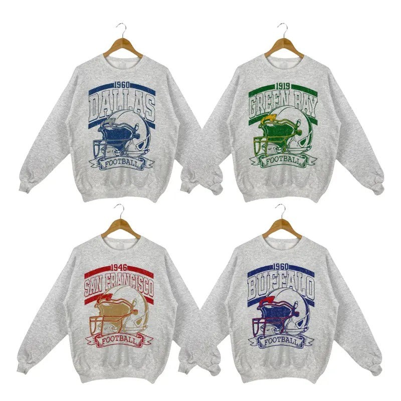 Vintage Football Retro All Team Sports Fan Sport - Adult & Kids T-Shirts, Sweatshirts & Hoodies apparel design preview 1