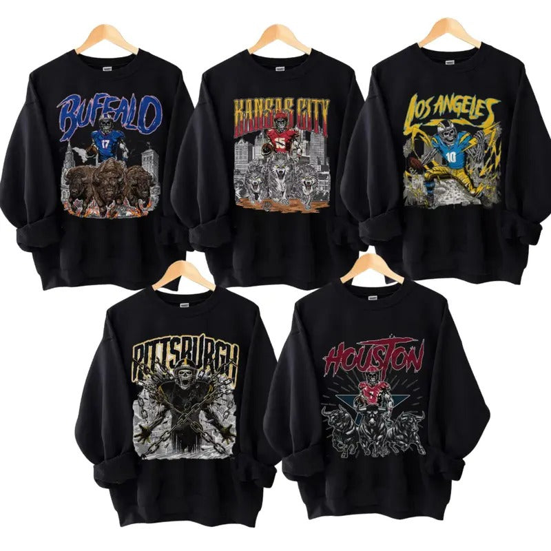 Vintage Football Skeleton Fan Steelers Sports - Adult & Kids T-Shirts, Sweatshirts & Hoodies apparel design preview 1