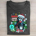 Vintage Funny Ghostface Calling Santa "Where You - Adult & Kids T-Shirts, Sweatshirts & Hoodies apparel design preview 1