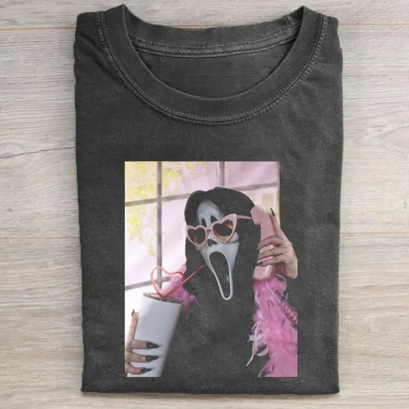 Vintage Ghostface Phone Call Scream Movie Funny - Adult & Kids T-Shirts, Sweatshirts & Hoodies apparel design preview 1