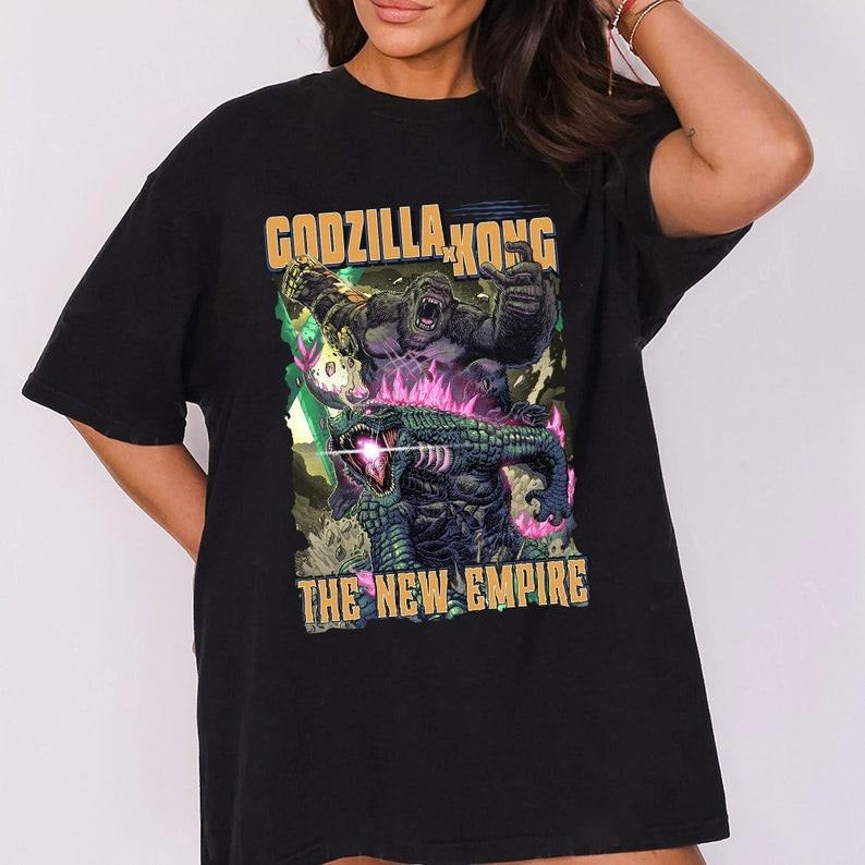Vintage Godzilla X Kong New Empire 2024 Movie - Adult & Kids T-Shirts, Sweatshirts & Hoodies apparel design preview 1