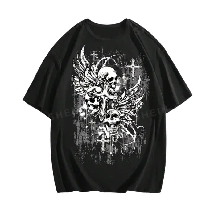 Vintage Goth Skull Cross Top Womenswear Underwear - Adult & Kids T-Shirts, Sweatshirts & Hoodies apparel design preview 1